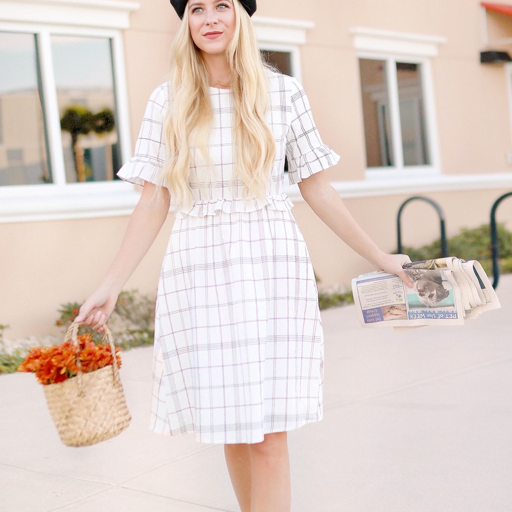 Plaid Midi Dress In S-M-L